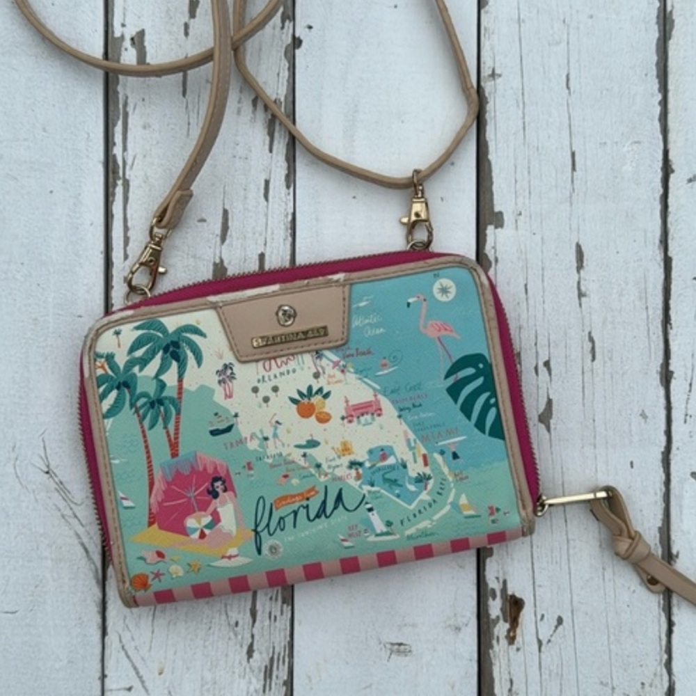 Spartina 449 Florida Maps Collection Crossbody Bag with Florida Notebook - Picture 3 of 12